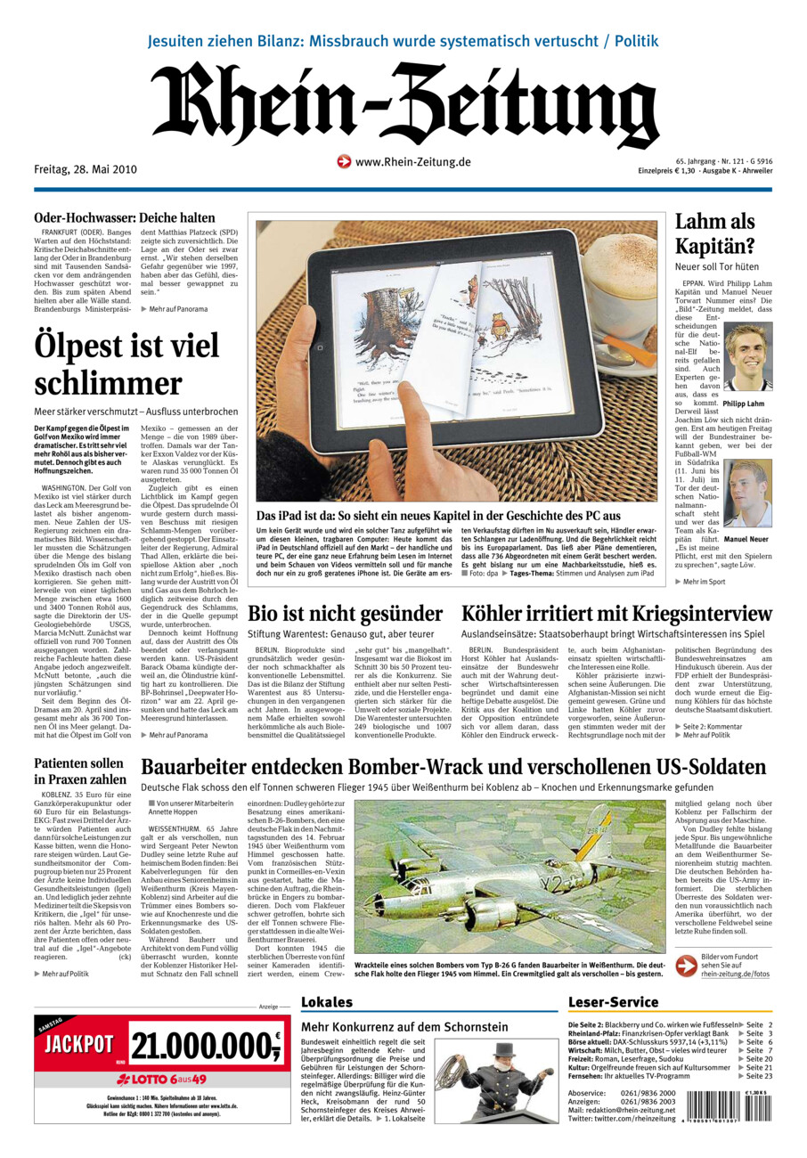 Rhein-Zeitung Kreis Ahrweiler vom Freitag, 28.05.2010