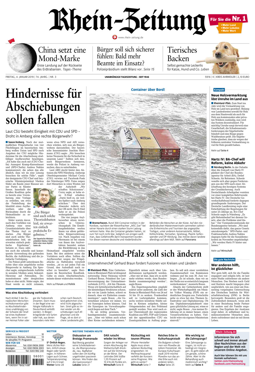 Rhein-Zeitung Kreis Ahrweiler vom Freitag, 04.01.2019