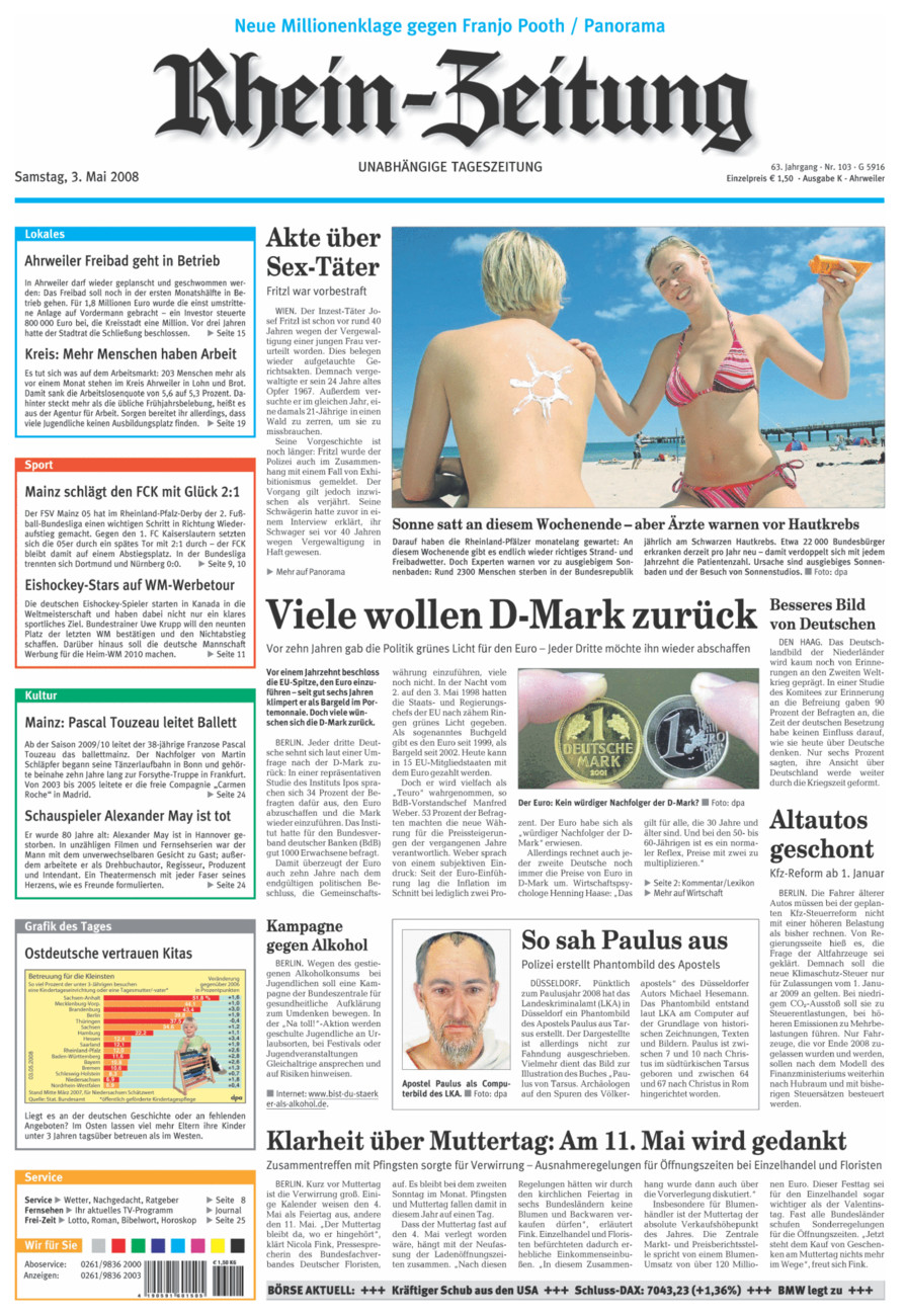 Rhein-Zeitung Kreis Ahrweiler vom Samstag, 03.05.2008