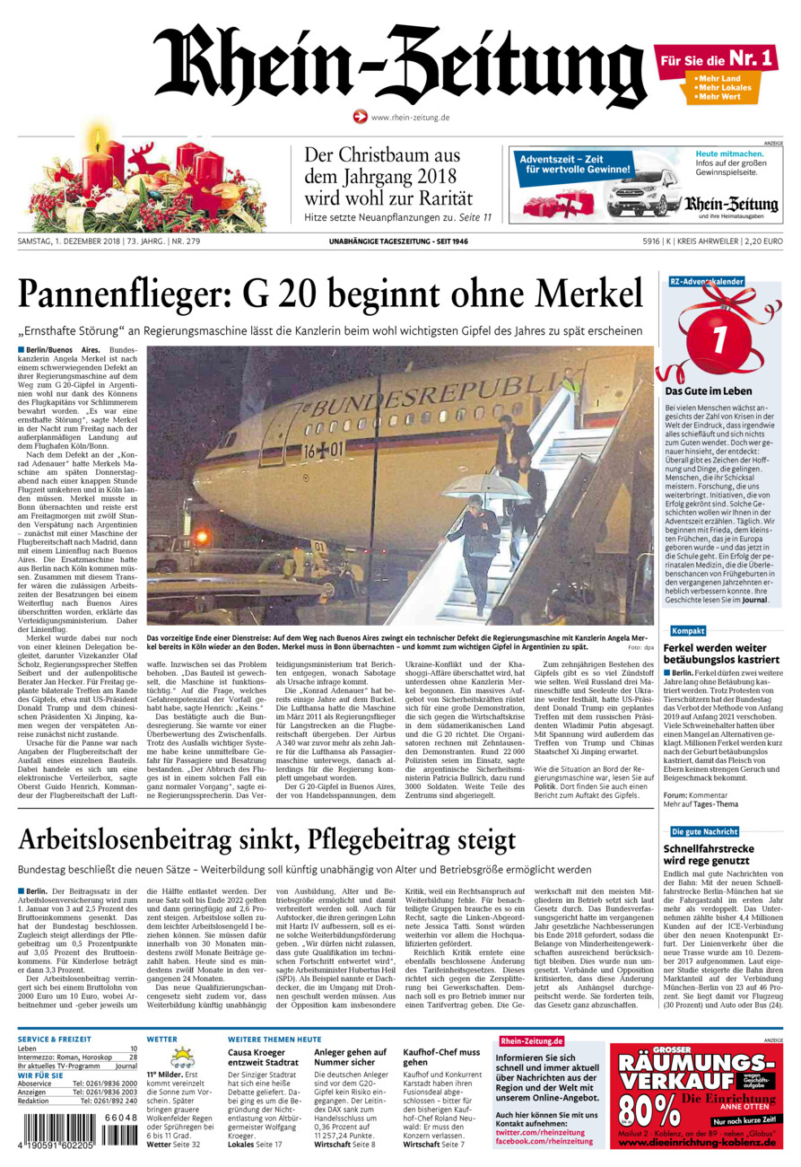 Rhein-Zeitung Kreis Ahrweiler vom Samstag, 01.12.2018