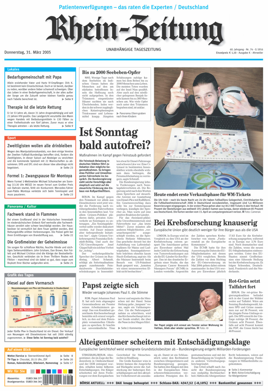 Rhein-Zeitung Kreis Ahrweiler vom Donnerstag, 31.03.2005