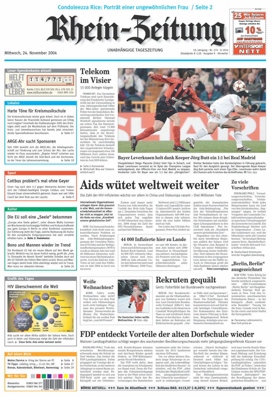 Rhein-Zeitung Kreis Ahrweiler vom Mittwoch, 24.11.2004