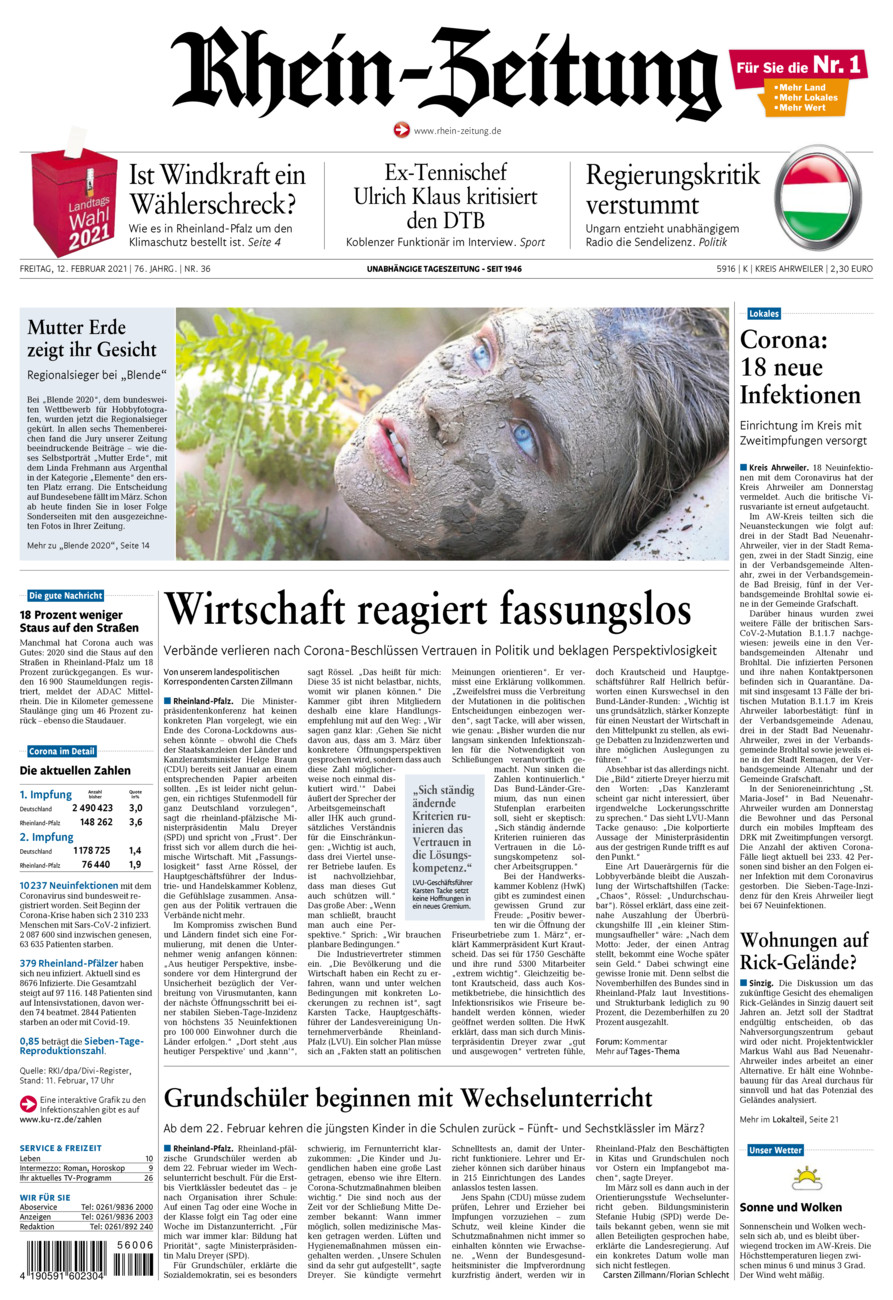 Rhein-Zeitung Kreis Ahrweiler vom Freitag, 12.02.2021
