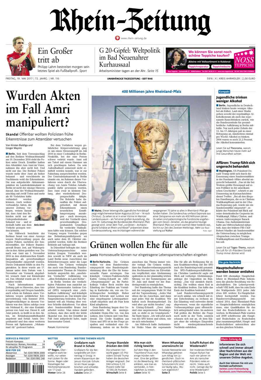 Rhein-Zeitung Kreis Ahrweiler vom Freitag, 19.05.2017
