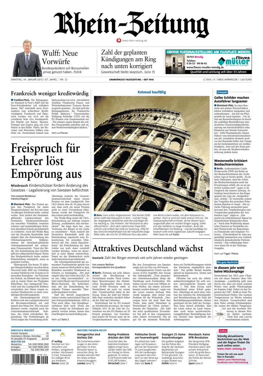 Rhein-Zeitung Kreis Ahrweiler vom Samstag, 14.01.2012