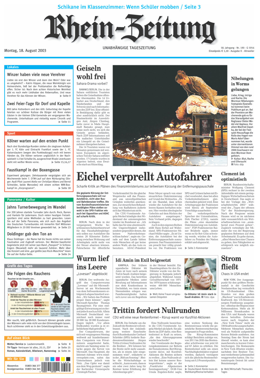 Rhein-Zeitung Kreis Ahrweiler vom Montag, 18.08.2003