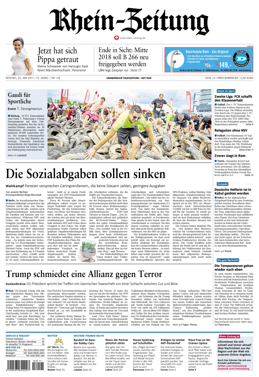 Rhein-Zeitung Kreis Ahrweiler vom Montag, 22.05.2017