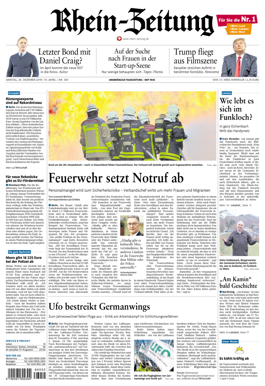 Rhein-Zeitung Kreis Ahrweiler vom Samstag, 28.12.2019