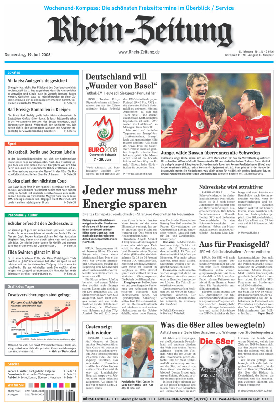 Rhein-Zeitung Kreis Ahrweiler vom Donnerstag, 19.06.2008
