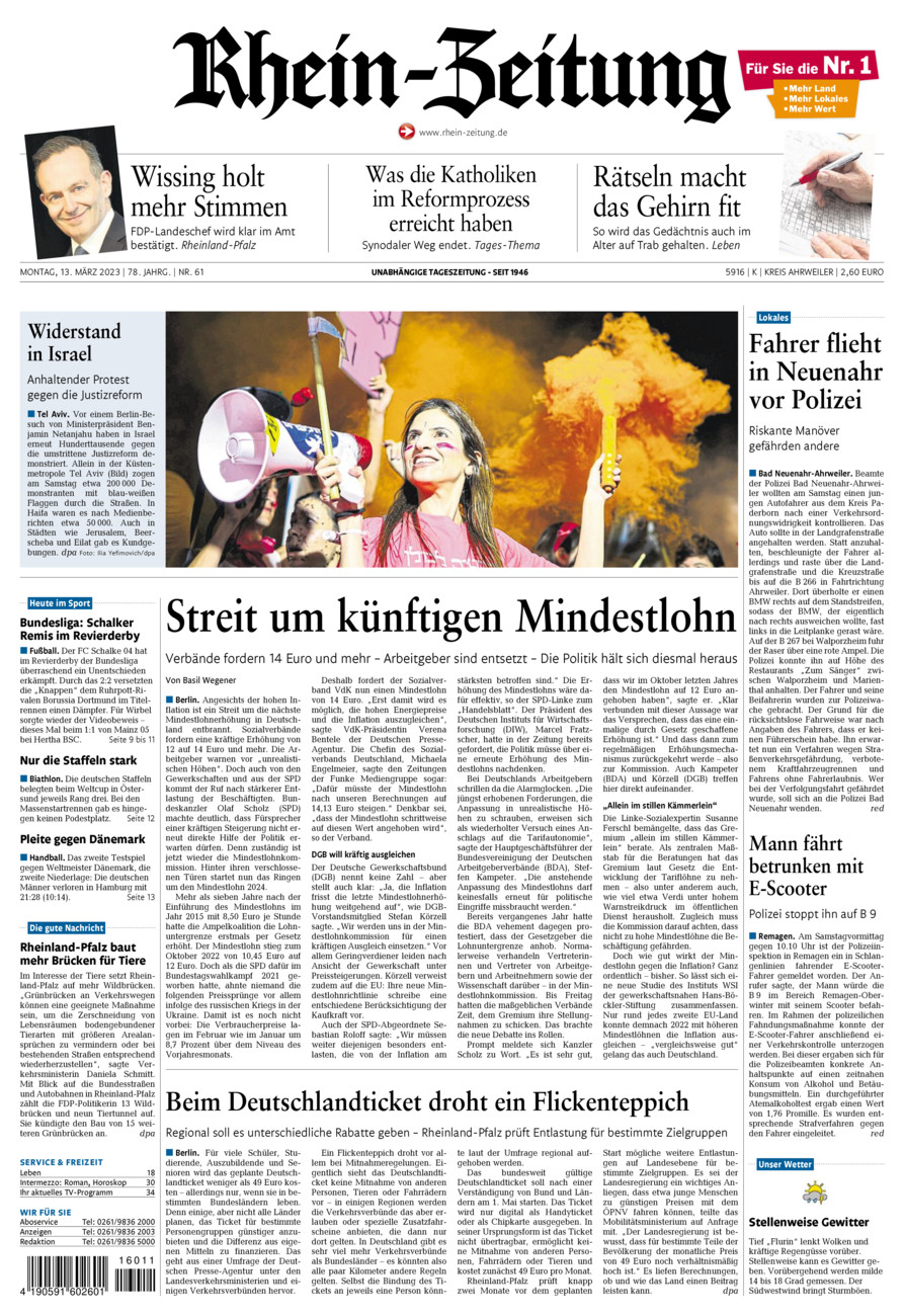 Rhein-Zeitung Kreis Ahrweiler vom Montag, 13.03.2023