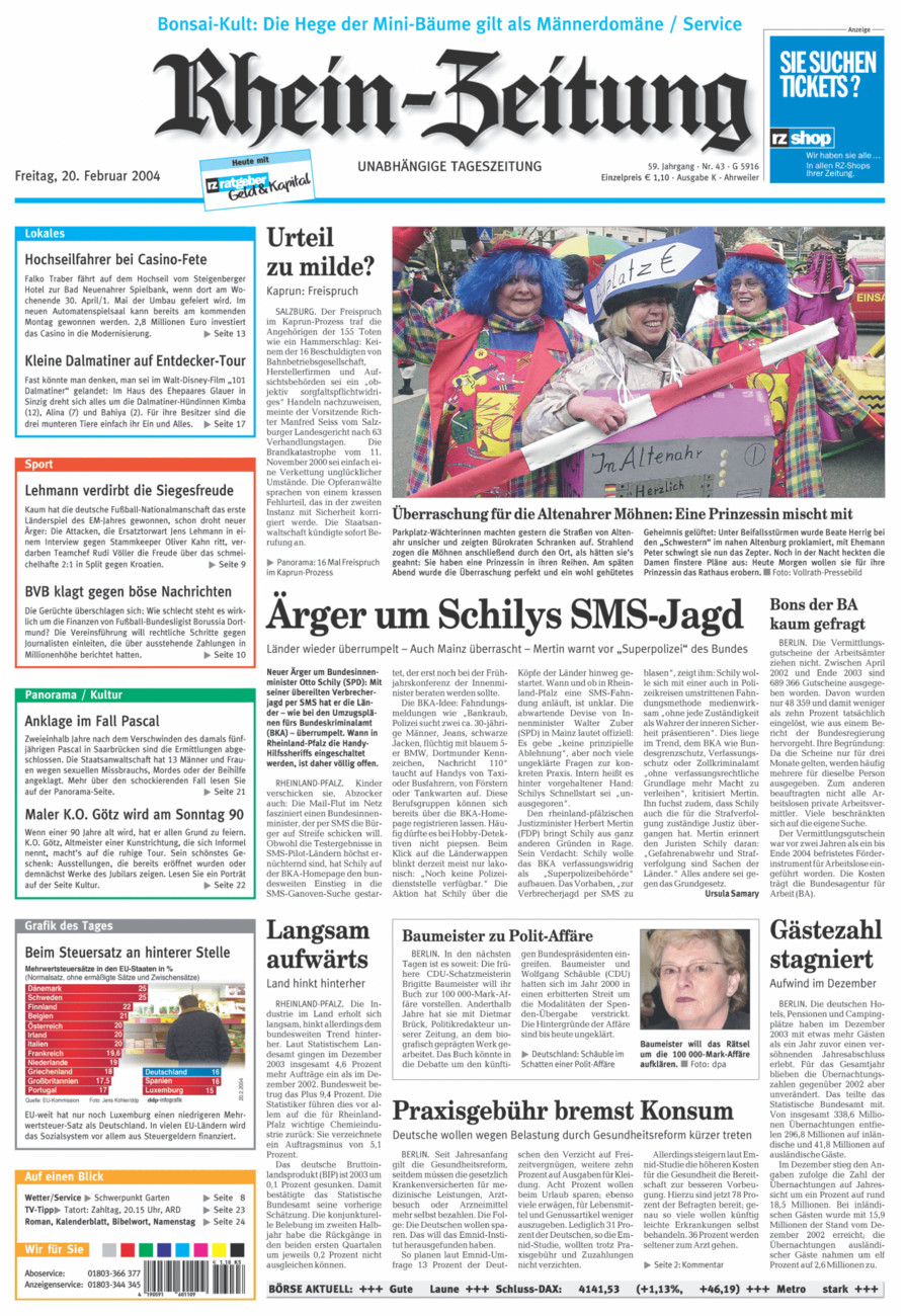 Rhein-Zeitung Kreis Ahrweiler vom Freitag, 20.02.2004