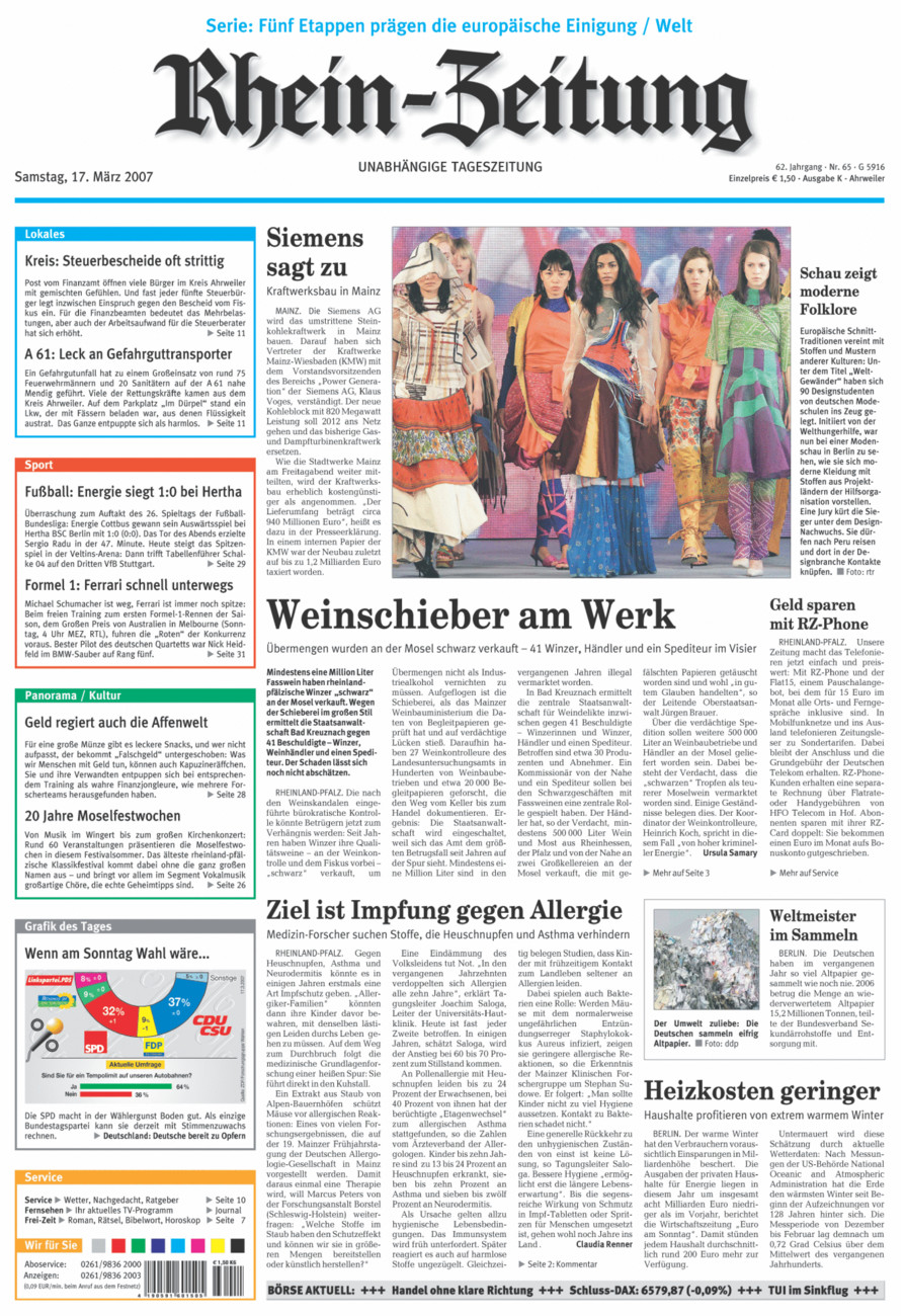 Rhein-Zeitung Kreis Ahrweiler vom Samstag, 17.03.2007