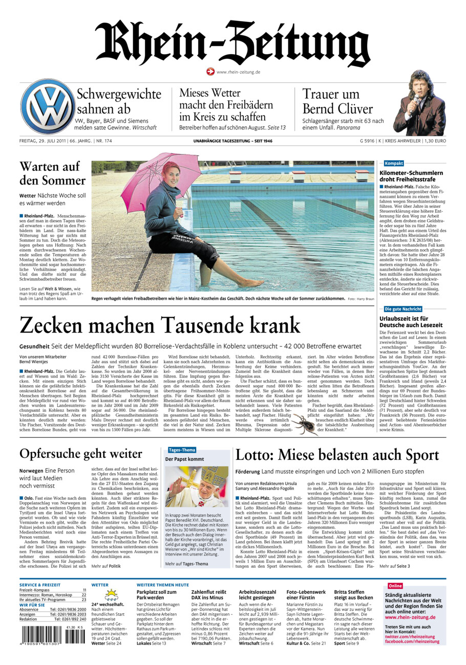 Rhein-Zeitung Kreis Ahrweiler vom Freitag, 29.07.2011