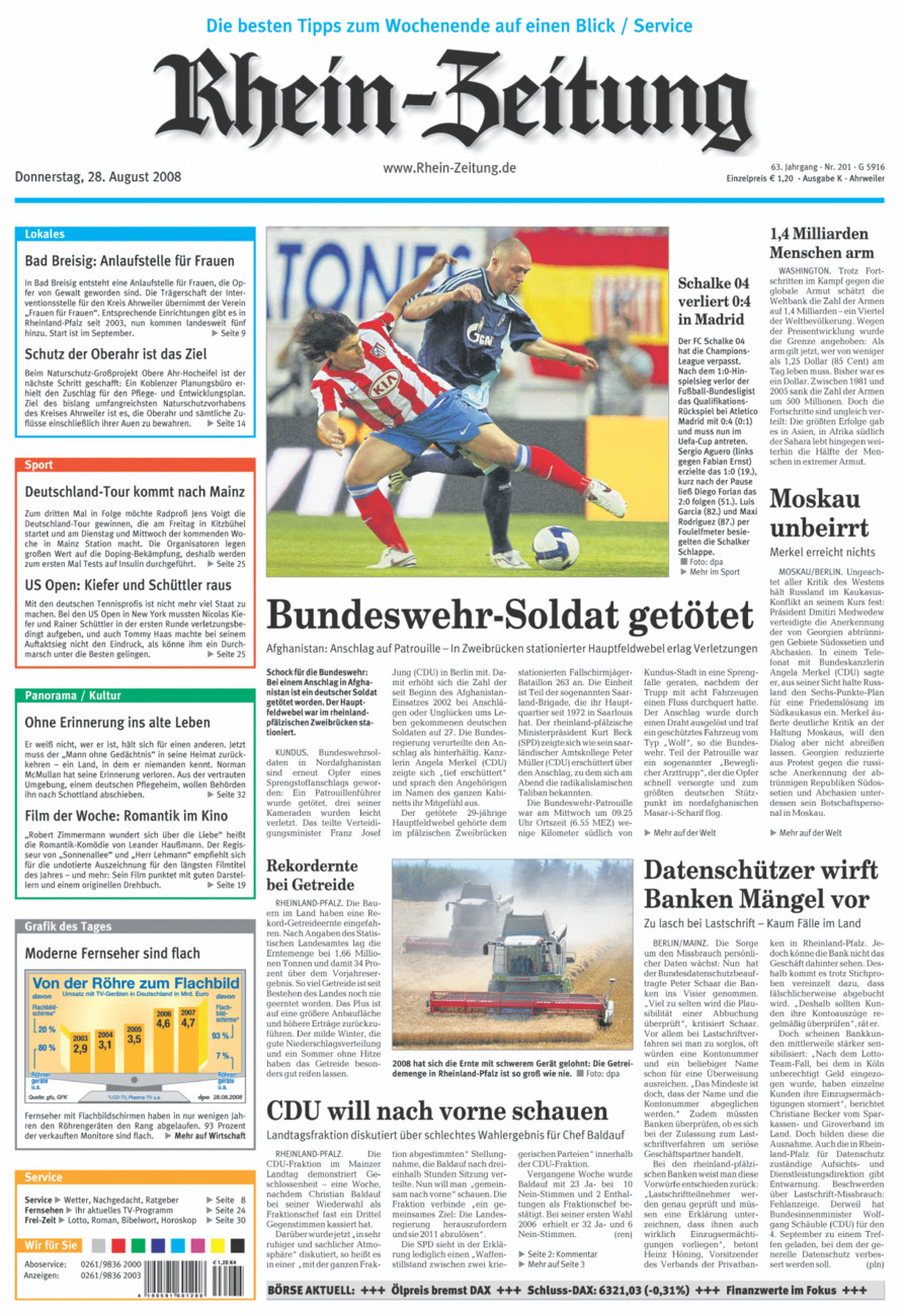 Rhein-Zeitung Kreis Ahrweiler vom Donnerstag, 28.08.2008