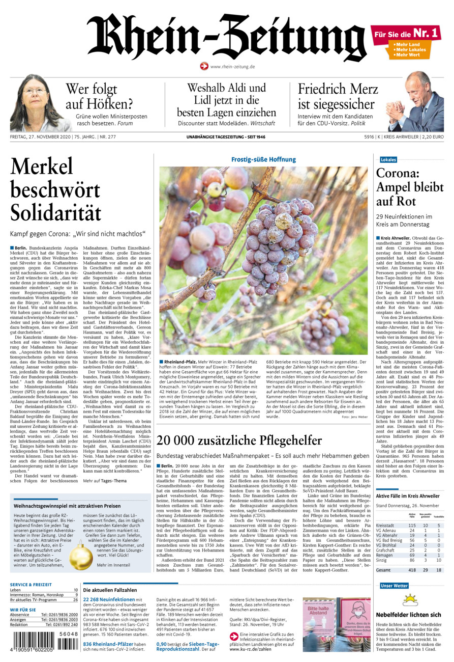 Rhein-Zeitung Kreis Ahrweiler vom Freitag, 27.11.2020