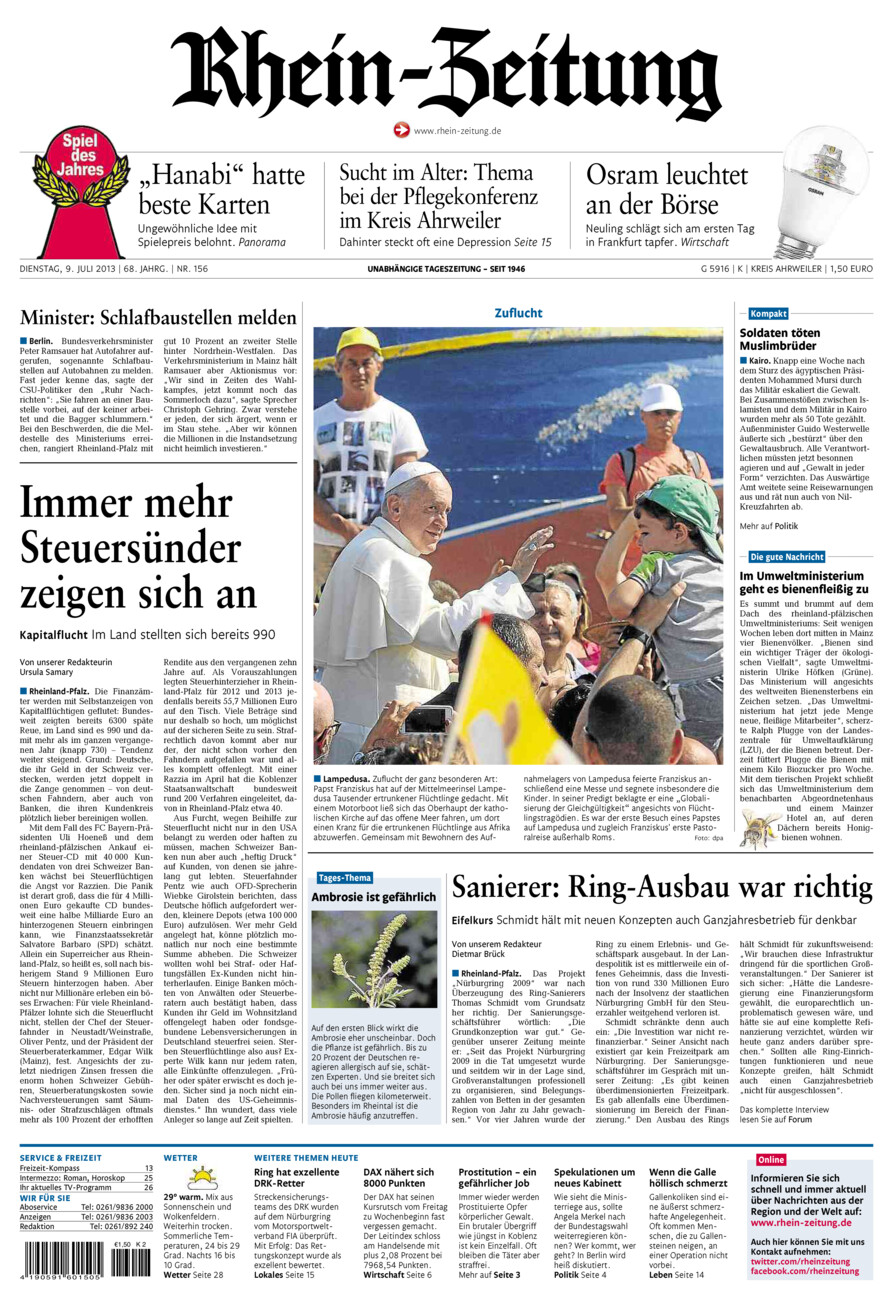 Rhein-Zeitung Kreis Ahrweiler vom Dienstag, 09.07.2013