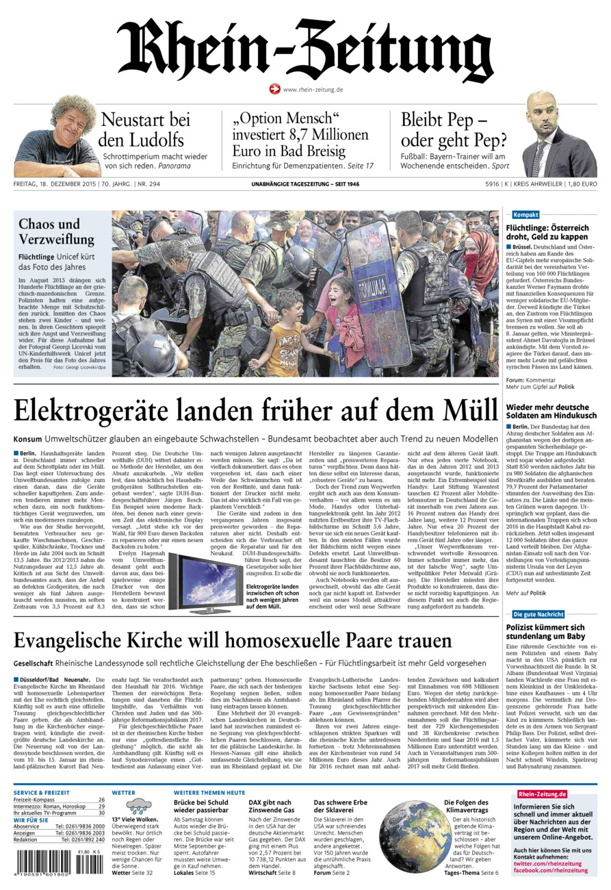 Rhein-Zeitung Kreis Ahrweiler vom Freitag, 18.12.2015