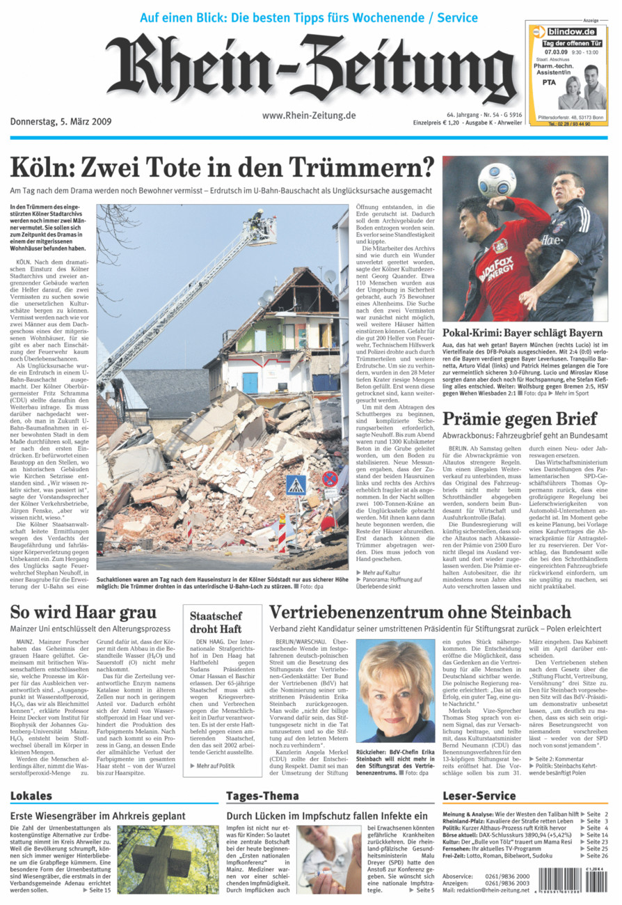 Rhein-Zeitung Kreis Ahrweiler vom Donnerstag, 05.03.2009