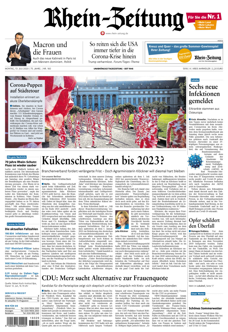 Rhein-Zeitung Kreis Ahrweiler vom Montag, 13.07.2020