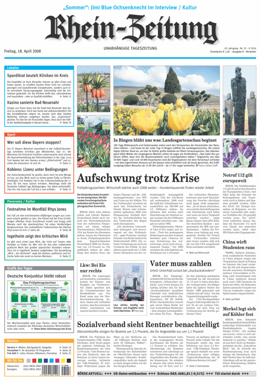 Rhein-Zeitung Kreis Ahrweiler vom Freitag, 18.04.2008