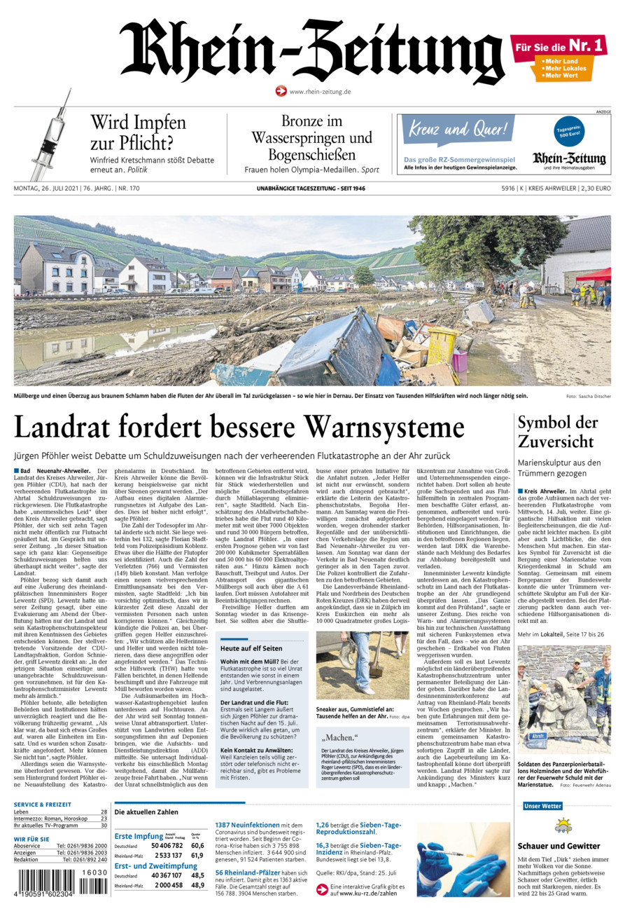 Rhein-Zeitung Kreis Ahrweiler vom Montag, 26.07.2021