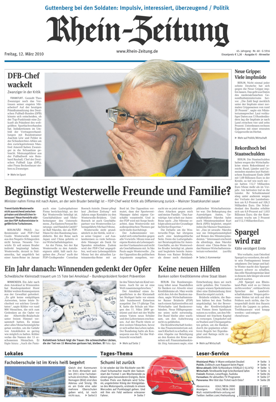 Rhein-Zeitung Kreis Ahrweiler vom Freitag, 12.03.2010