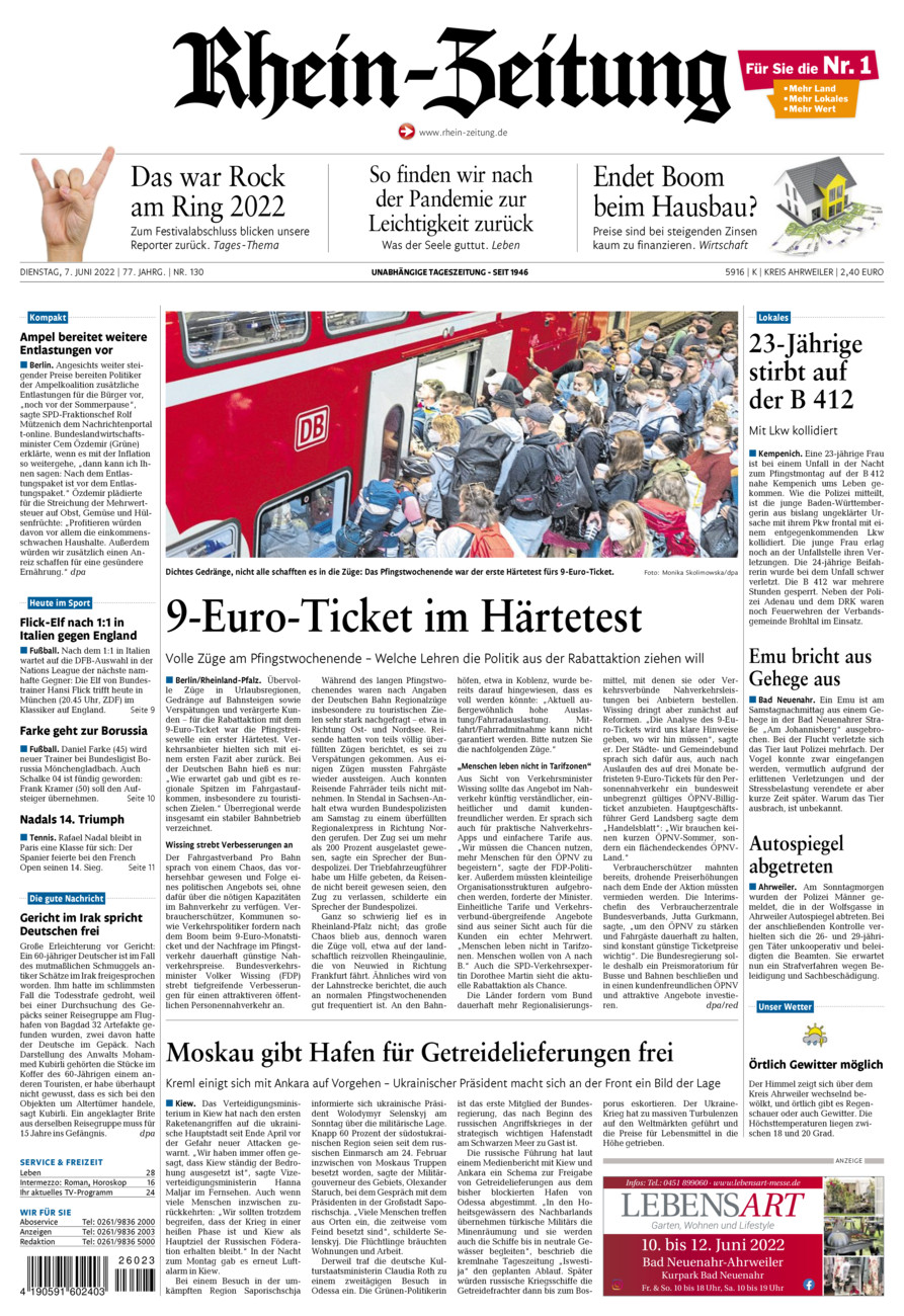 Rhein-Zeitung Kreis Ahrweiler vom Dienstag, 07.06.2022