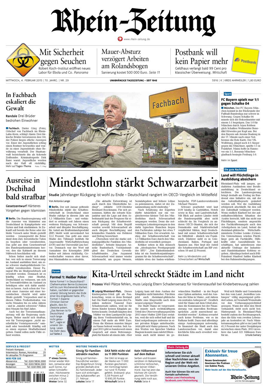 Rhein-Zeitung Kreis Ahrweiler vom Mittwoch, 04.02.2015
