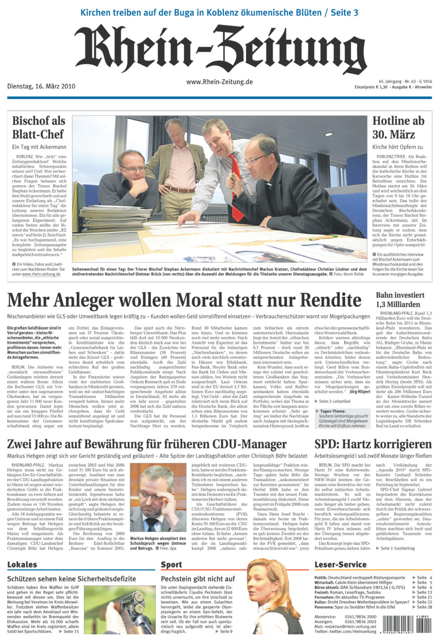 Rhein-Zeitung Kreis Ahrweiler vom Dienstag, 16.03.2010