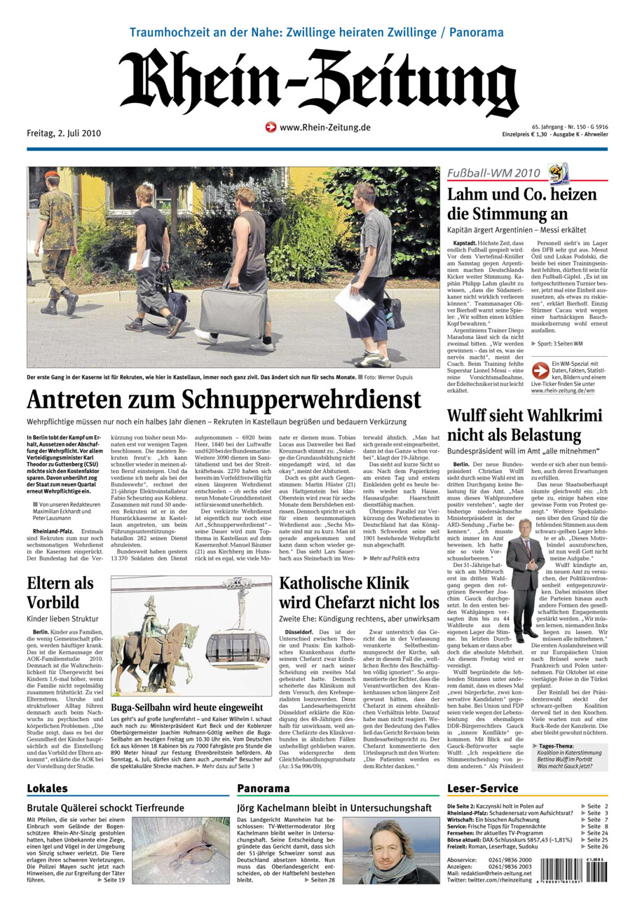 Rhein-Zeitung Kreis Ahrweiler vom Freitag, 02.07.2010