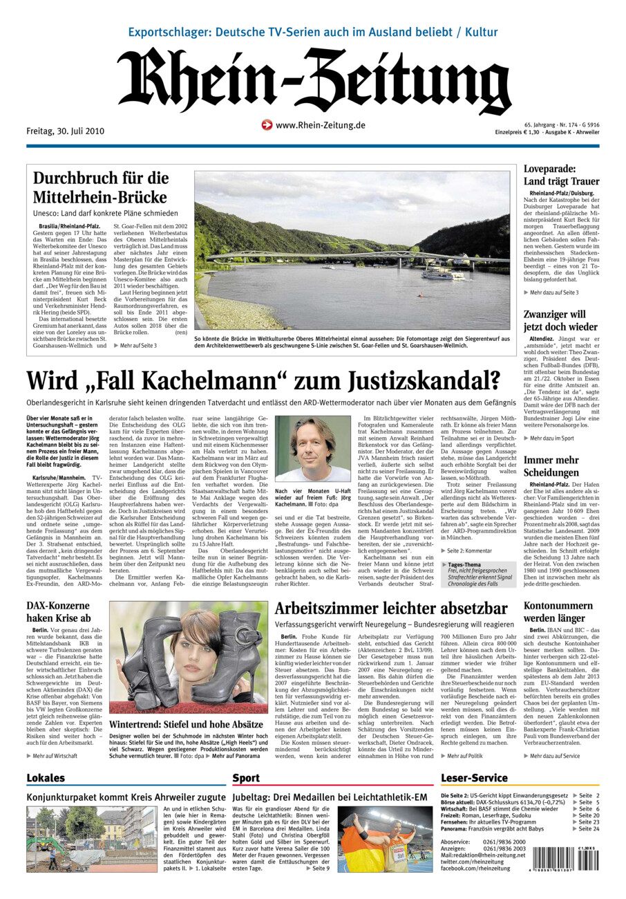 Rhein-Zeitung Kreis Ahrweiler vom Freitag, 30.07.2010