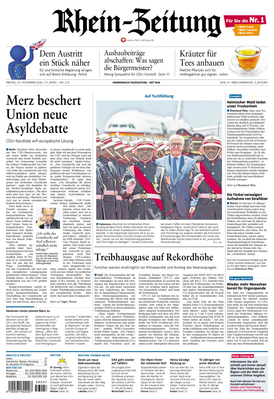 Rhein-Zeitung Kreis Ahrweiler vom Freitag, 23.11.2018