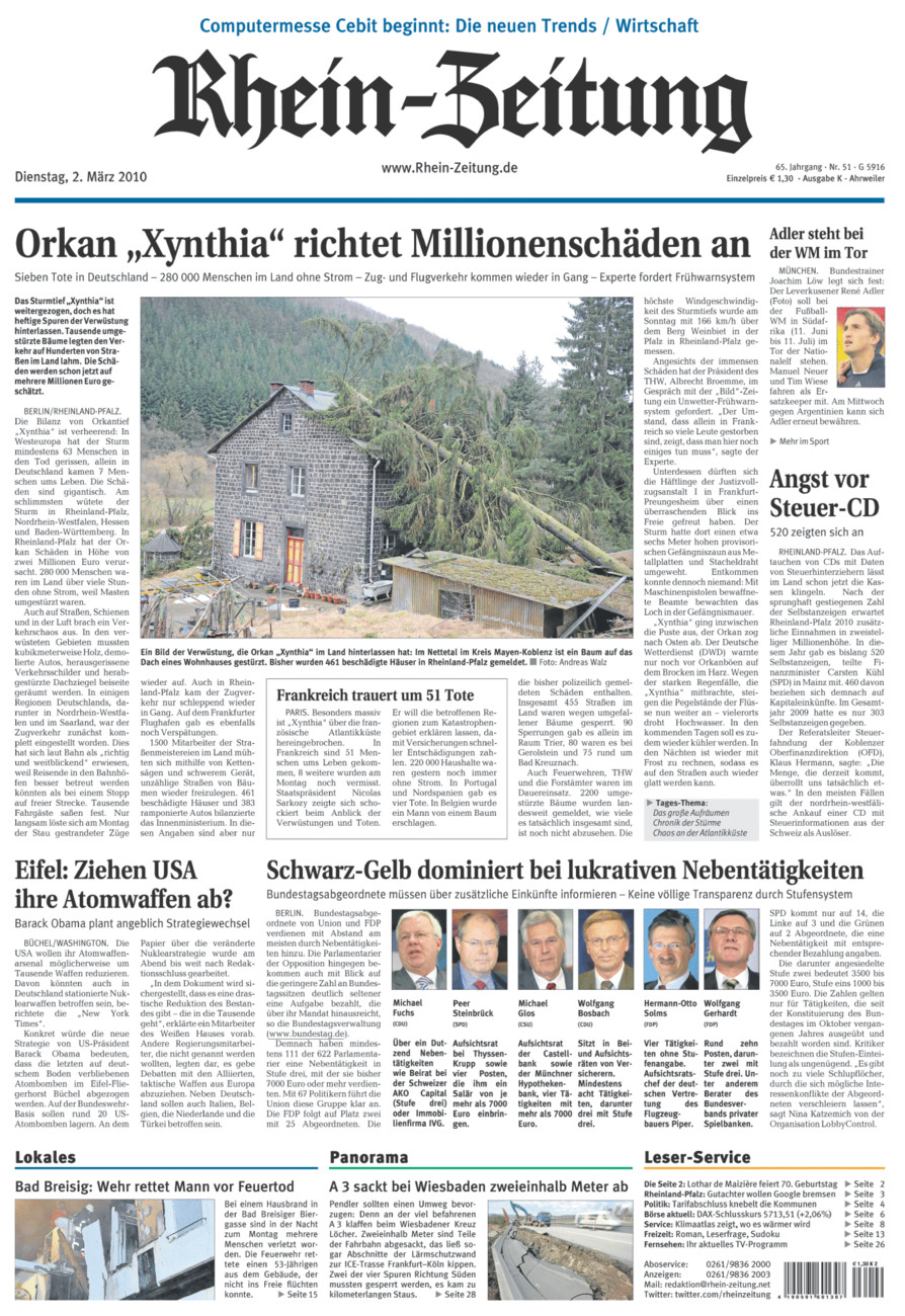 Rhein-Zeitung Kreis Ahrweiler vom Dienstag, 02.03.2010