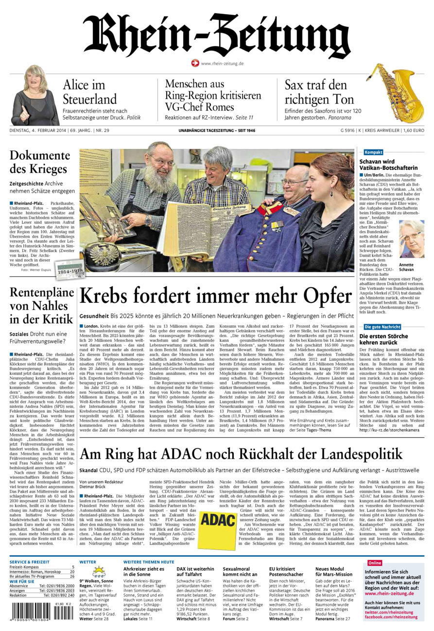 Rhein-Zeitung Kreis Ahrweiler vom Dienstag, 04.02.2014