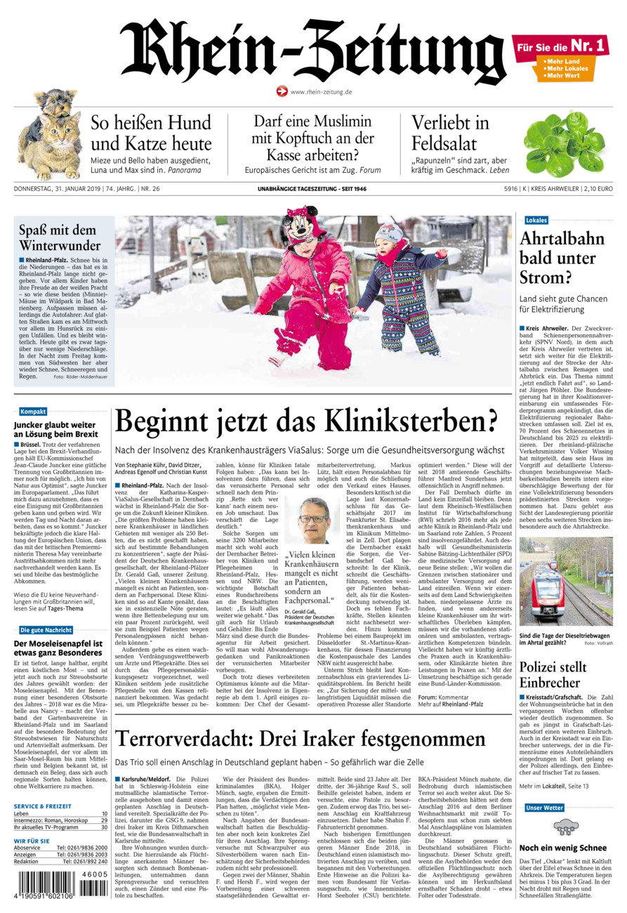 Rhein-Zeitung Kreis Ahrweiler vom Donnerstag, 31.01.2019
