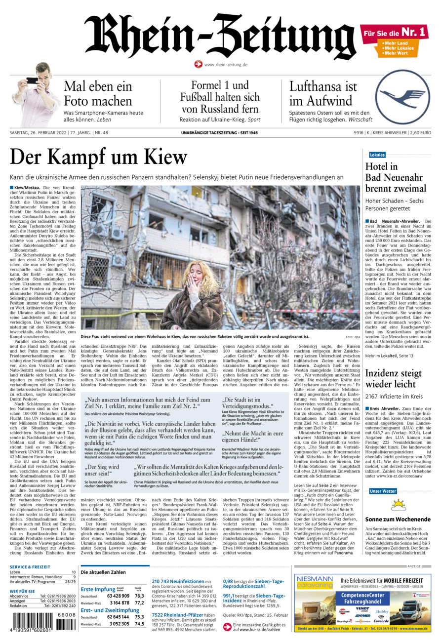 Rhein-Zeitung Kreis Ahrweiler vom Samstag, 26.02.2022