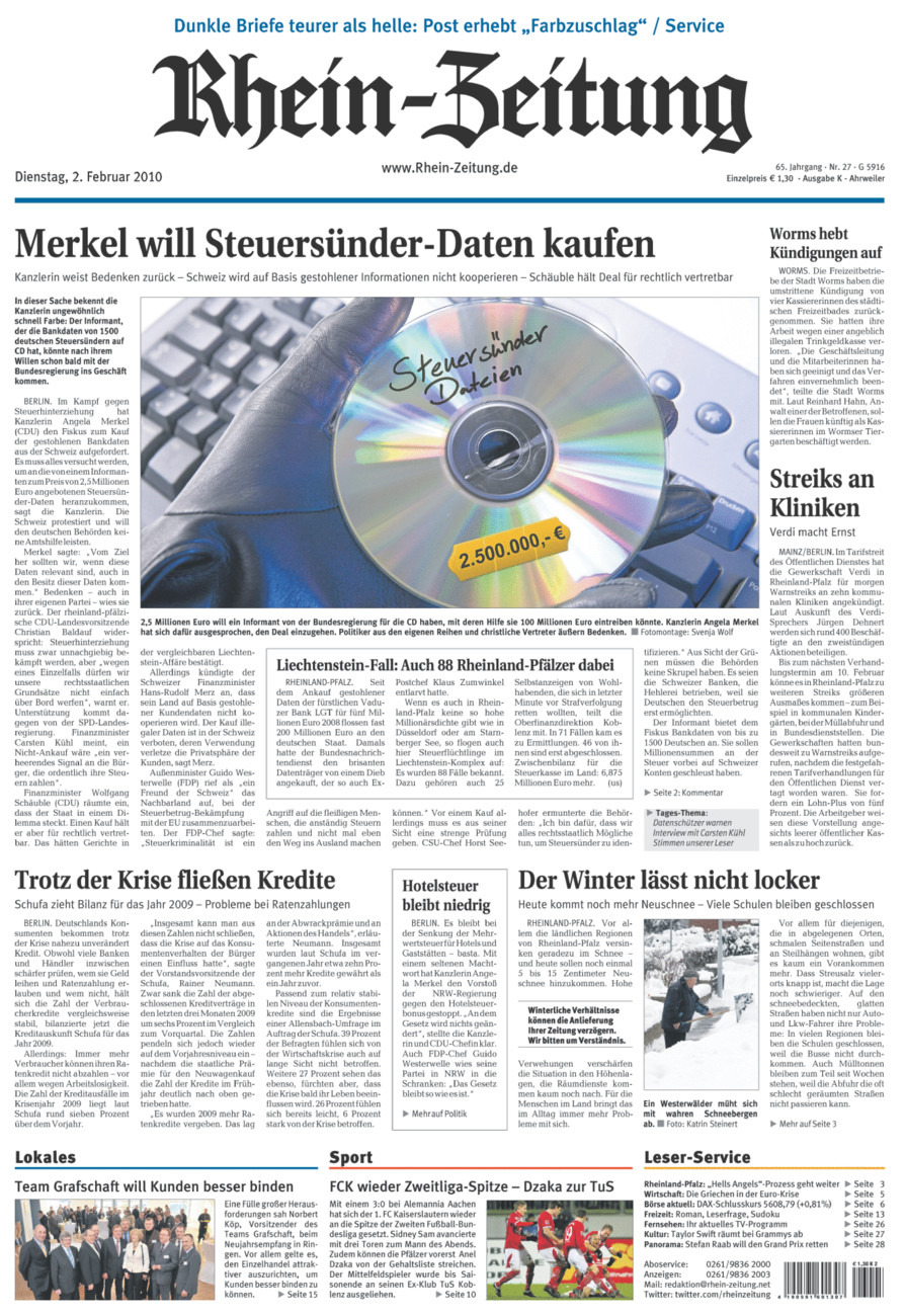 Rhein-Zeitung Kreis Ahrweiler vom Dienstag, 02.02.2010
