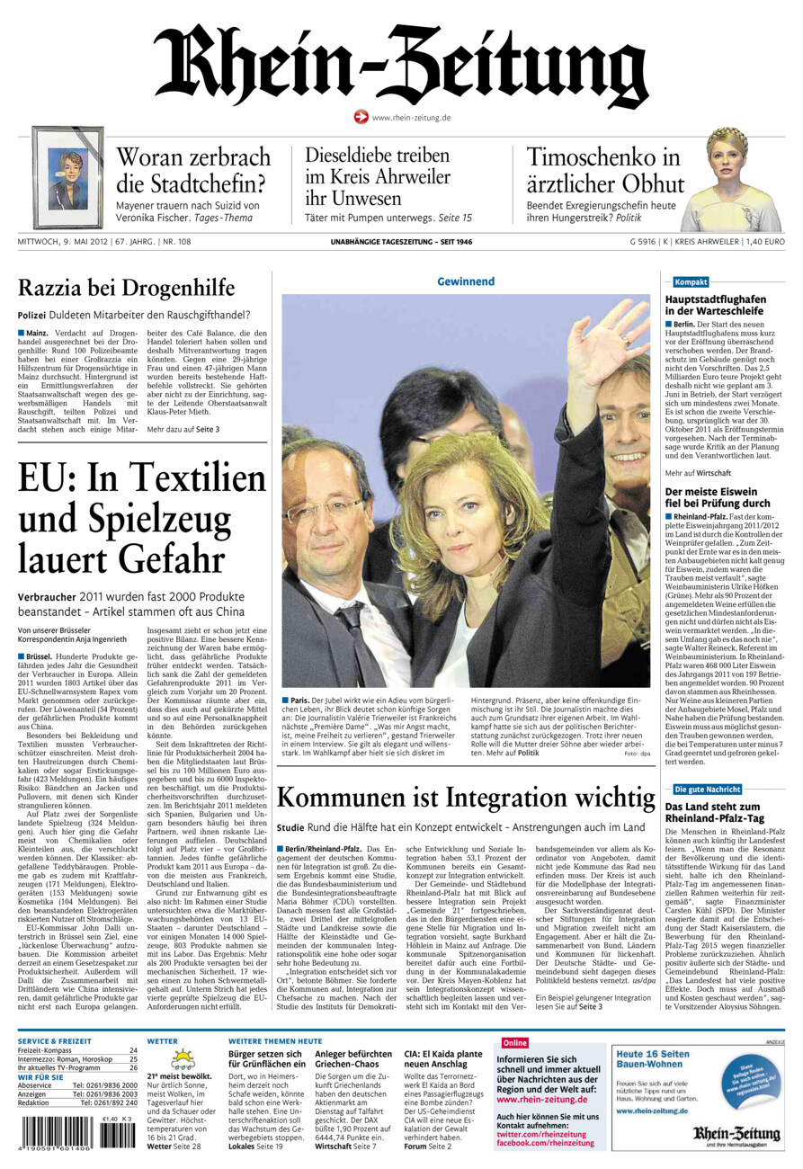 Rhein-Zeitung Kreis Ahrweiler vom Mittwoch, 09.05.2012