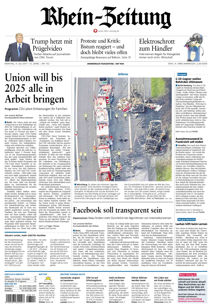 Rhein-Zeitung Kreis Ahrweiler vom Dienstag, 04.07.2017