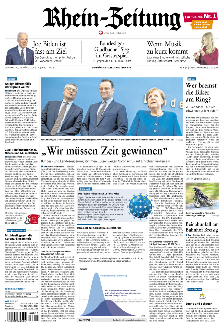 Rhein-Zeitung Kreis Ahrweiler vom Donnerstag, 12.03.2020
