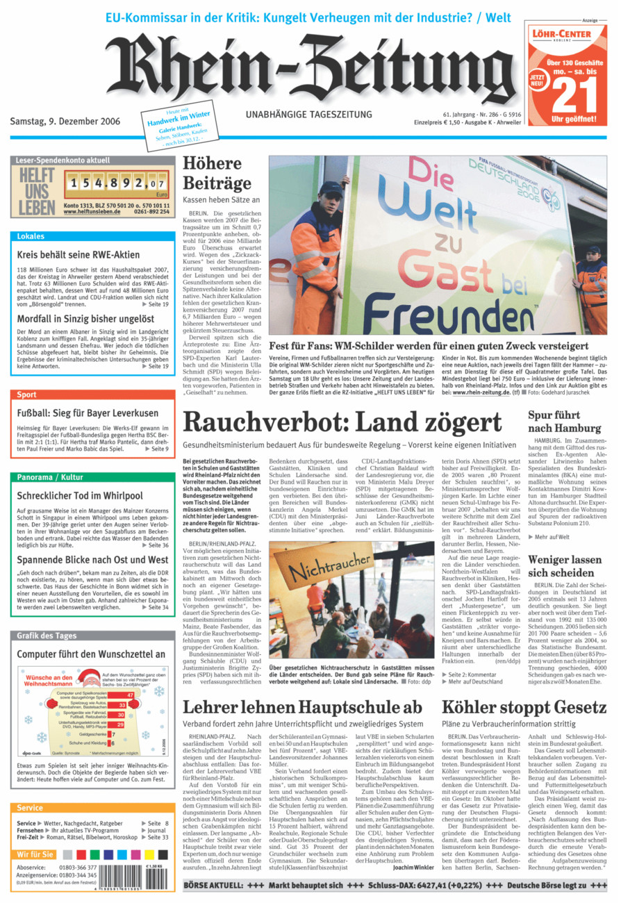 Rhein-Zeitung Kreis Ahrweiler vom Samstag, 09.12.2006