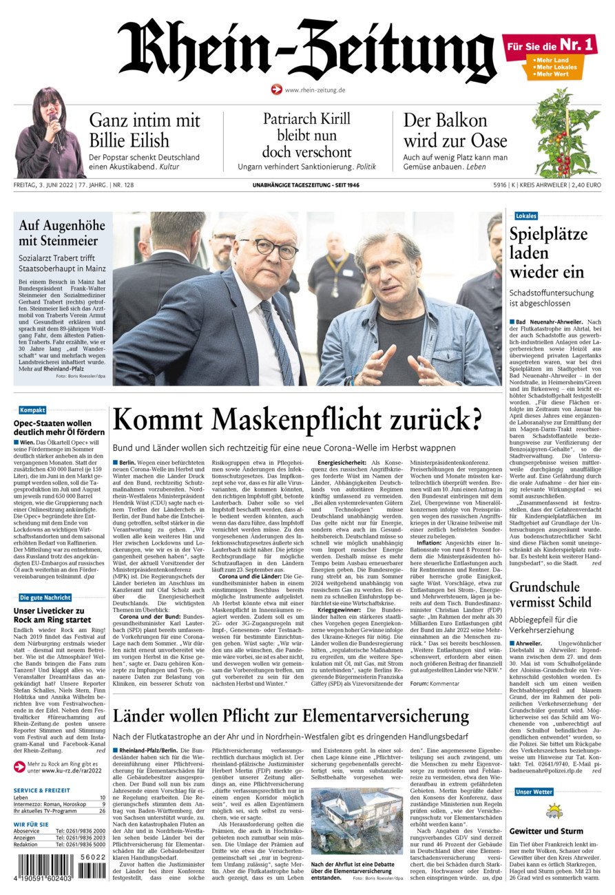 Rhein-Zeitung Kreis Ahrweiler vom Freitag, 03.06.2022