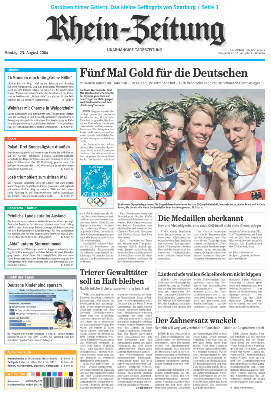 Rhein-Zeitung Kreis Ahrweiler vom Montag, 23.08.2004