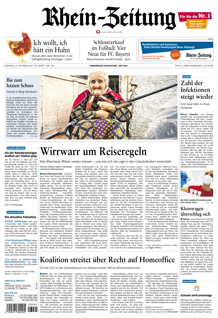 Rhein-Zeitung Kreis Ahrweiler vom Dienstag, 06.10.2020