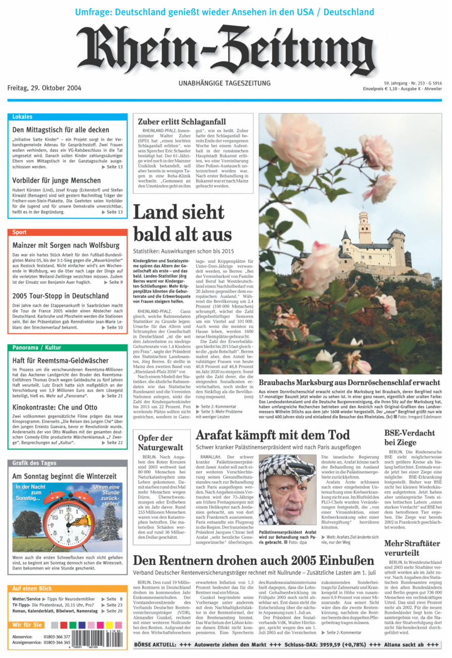 Rhein-Zeitung Kreis Ahrweiler vom Freitag, 29.10.2004