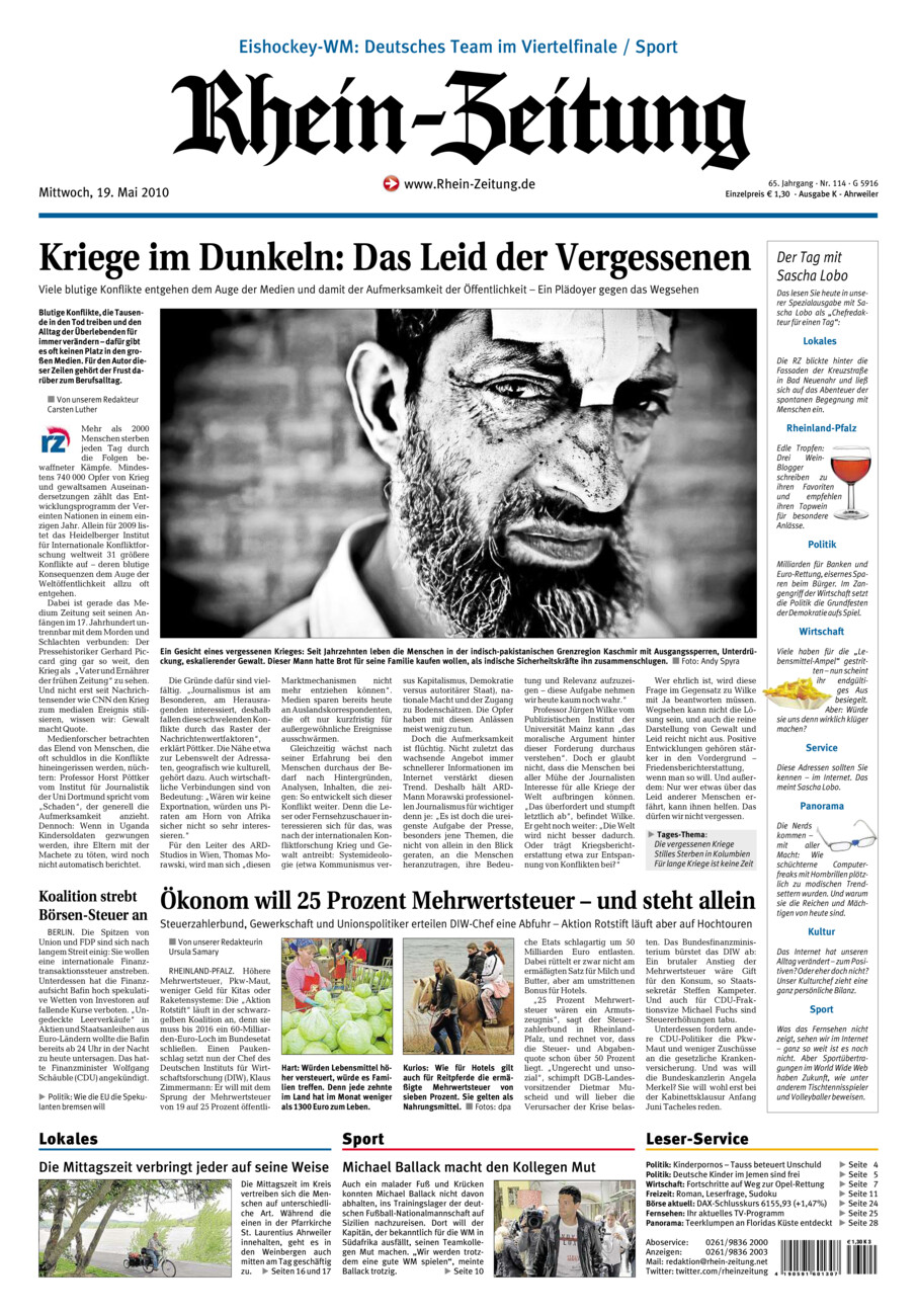 Rhein-Zeitung Kreis Ahrweiler vom Mittwoch, 19.05.2010