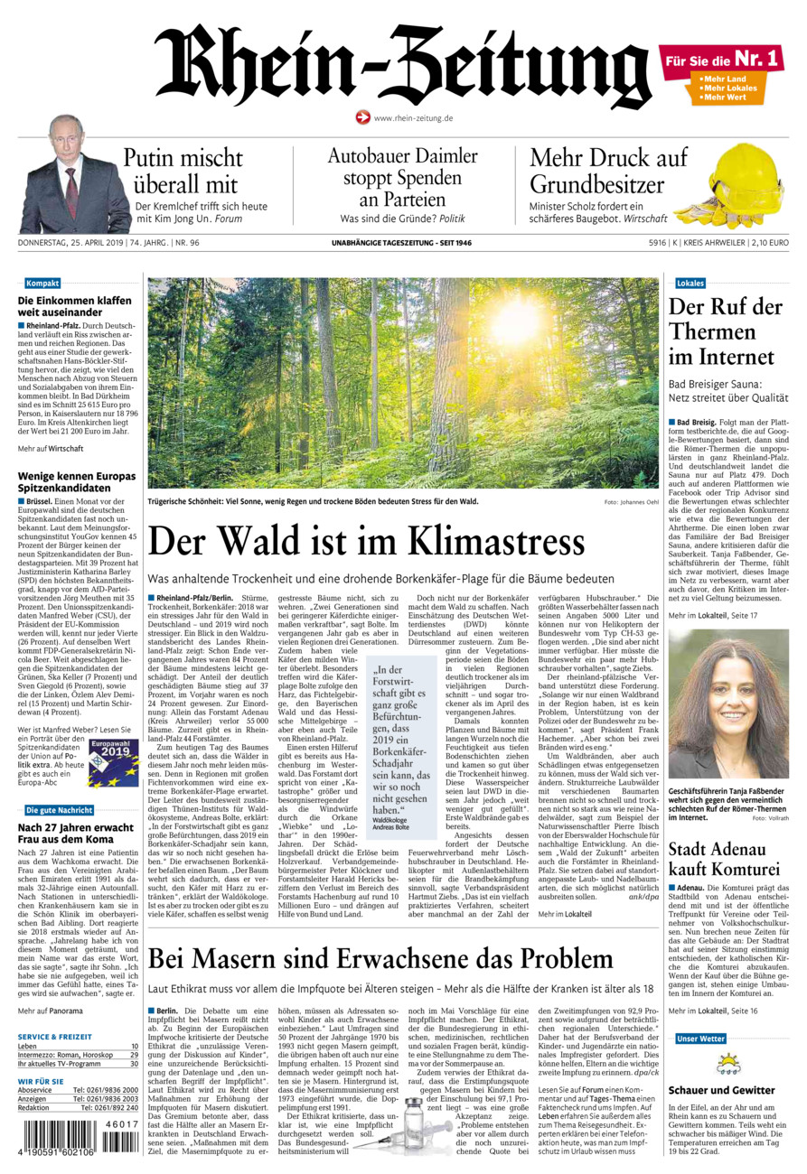 Rhein-Zeitung Kreis Ahrweiler vom Donnerstag, 25.04.2019