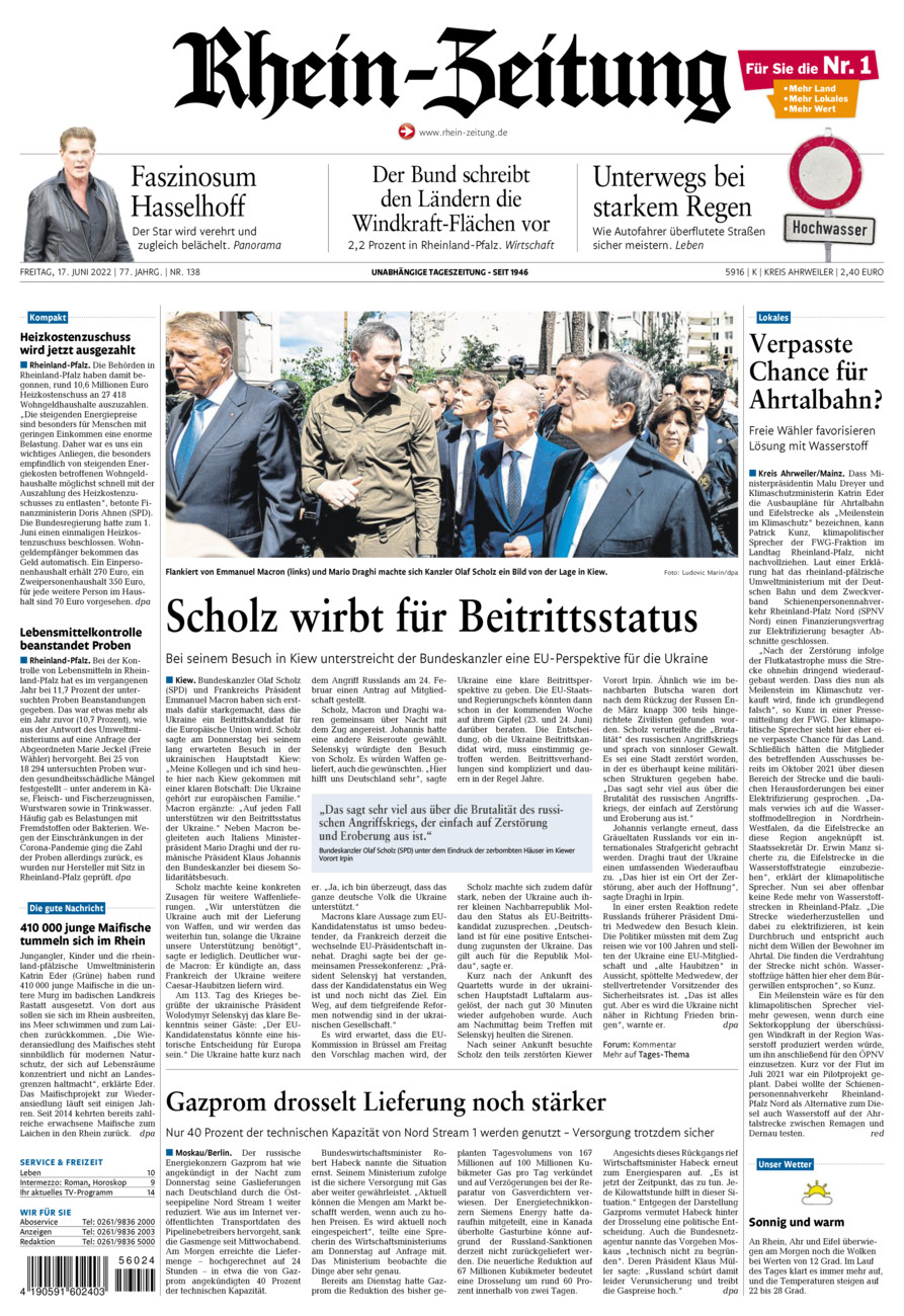 Rhein-Zeitung Kreis Ahrweiler vom Freitag, 17.06.2022