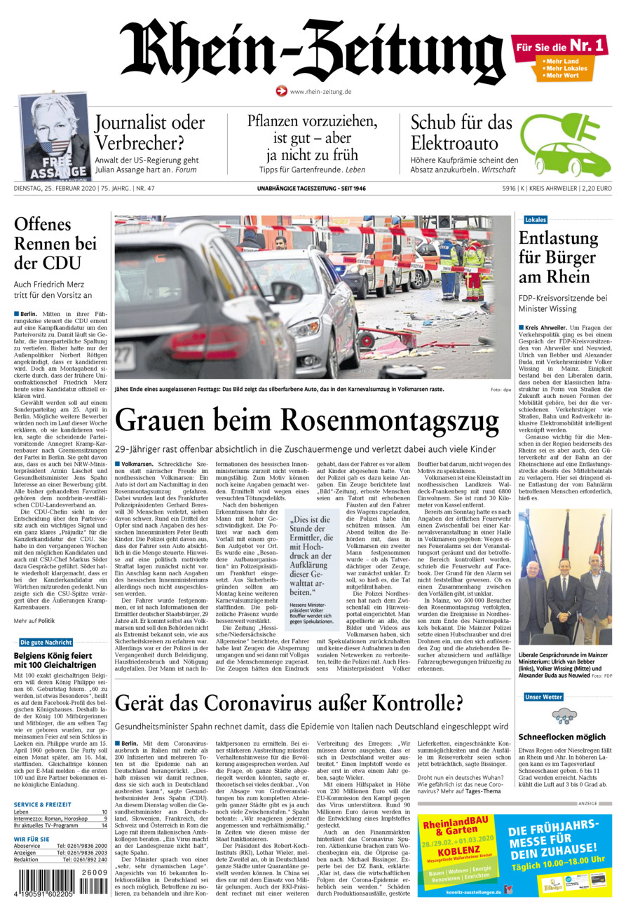 Rhein-Zeitung Kreis Ahrweiler vom Dienstag, 25.02.2020