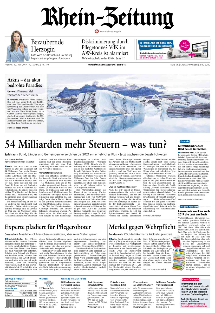 Rhein-Zeitung Kreis Ahrweiler vom Freitag, 12.05.2017